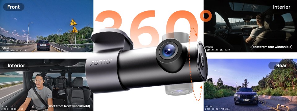 70mai palubní kamera M310 plus 3k 3v1 pohled s otočným ramenem evtech_cz